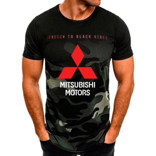 Mens T-shirt Mitsubishi Car Logo T-shirt Summer casual Camouflage casual trend high quality Cotton Mens short sleeve tops