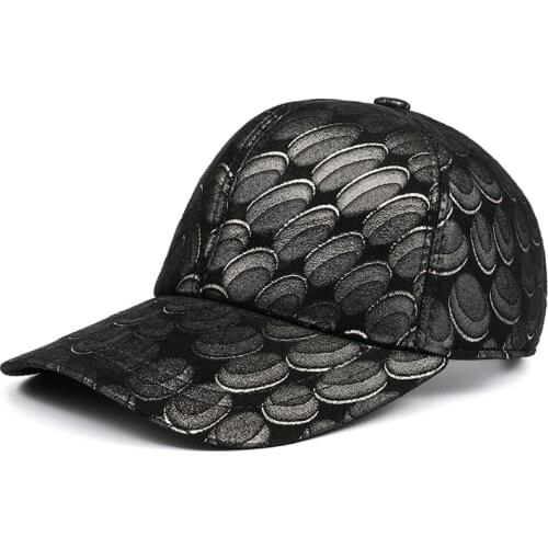 Male Genuine Leather Hat Men Novelty Flower Printed Plaid Patten Sheepskin Baseball Caps Fashion Streetwear Duckbill Gorra Women