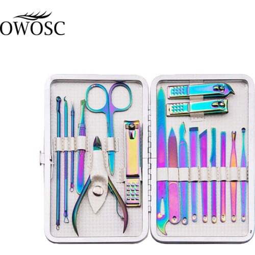 OWOSC 18pcs Scissors Nail Clippers Set Nail Cutting Pliers Pedicure Knife Nail Groove Inflammation Beauty Nail Manicure Tools
