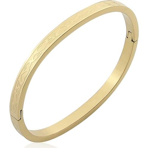 Hot Fashion Stainless Steel Jewelry Carved Love Graphic Parent-Child Series Bangle for Woman Bracelet Party Gift Wholesale