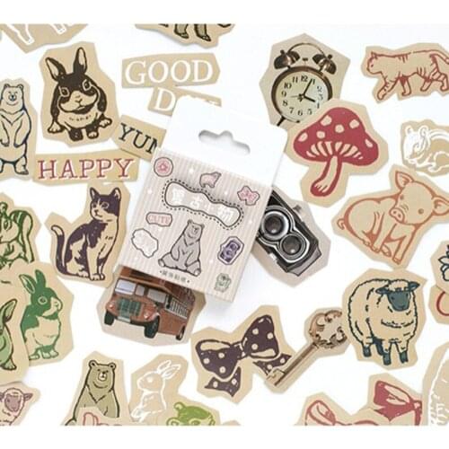 Mo.Card 45 pcs/pack small animals mini paper diary sticker Scrapbooking Decoration label Wholesale