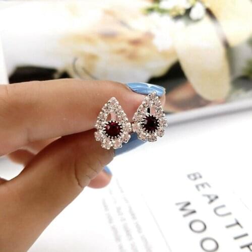 Korea Style Fashion Rhinestone Water Drop Shape Clip on Earrings Without Piercing for Women Cute Jewelry No Ear Hole Earrings