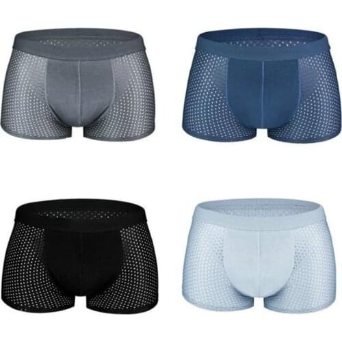 2pcs Mens Silk Breathable Fashion Sexy Underwear Gift Men Mesh Hollow Summer Youth Heat Dissipation Waist Waist Boxer