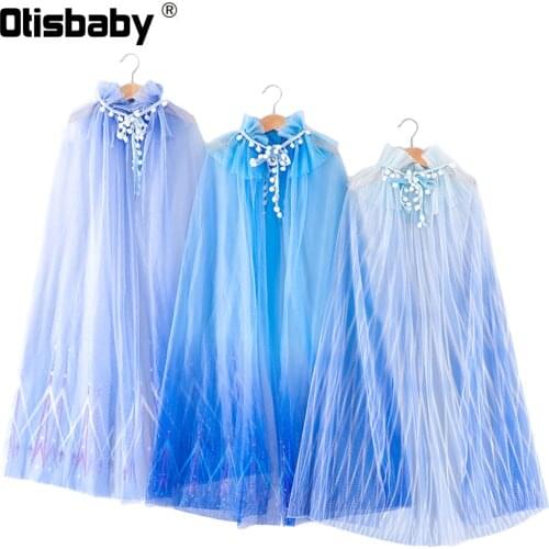 130 cm Summer Snow Queen Party Princess Cape Child Fancy Girls Anna Elsa Dress Cloak Christmas Halloween Costume Elza Dress Up