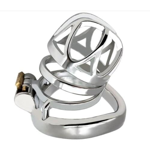 New Arrival Short Male Stainless Steel Cock Cage With Curve Penis Ring Lock Men Chastity Device Adult Sex Toy F41