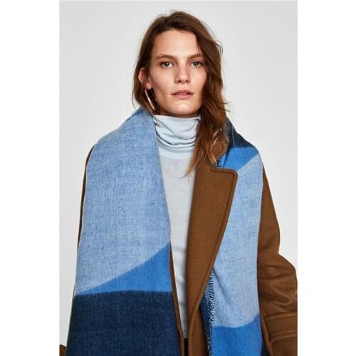 New fashionable warm shawl scarf with blue semi-circle irregular geometry imitation cashmere for couples in America in 2020