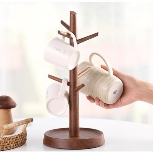 Kitchen Cup Storage Rack Kitchen Accessories Wooden Drainer Rack Creativity Mug Shelf Home Decor Coffee Cups Holder Ornaments