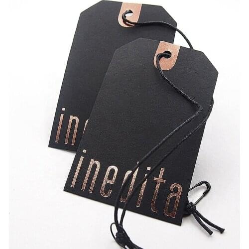Luxury letterpress printing hight quality embossed swing cotton paper clothing hang tag