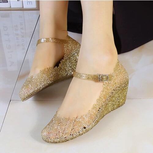 Jelly Sandals Women Summer Transparent Shoes Female Mules Wedges Platform Sandals Woman Crystal Sandals Ladies Slides