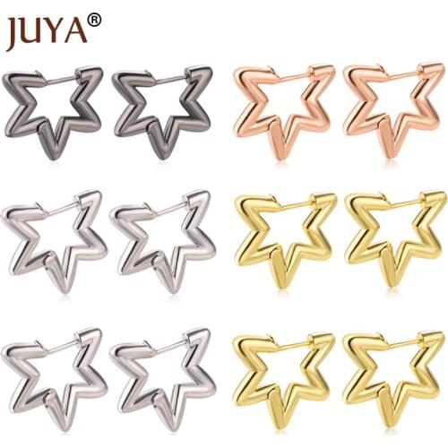 Juya FashionPolished Hoop Earrings Copper Metal Star Earring for Woman Huggie Earring Accessories Stud Brincos Simple Jewelry