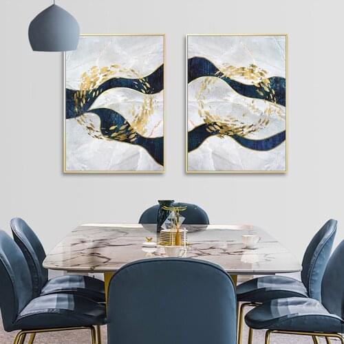 Modern Abstract Gold Fish Marble Texture Background Canvas Painting Wall Art Prints Picture Posters Dining Room Home Decoration