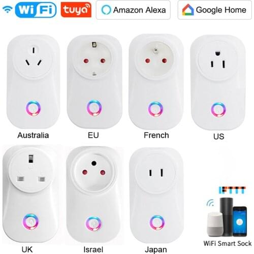 Tuya WIFI Smart Plug EU UK US France Japan Brazil Israel Switzerland Italy Socket Alexa Voice Control is Supported Google Home
