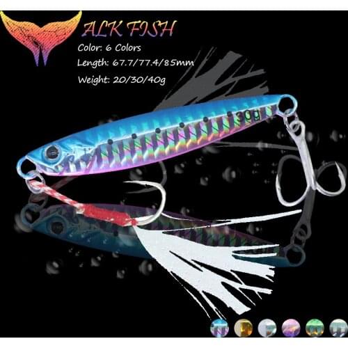 WALK FISH 1PCS 20g/30g/40g Fishing Lure Luminous Jigging Iron Plate Baits Fishing Long Shot Sinking Hard Baits Fishing Tackle
