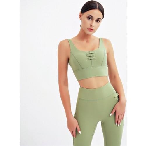 Women Yoga Sets 2 Pcs With Chinese Knot Soft Gym Running Suits High Waist Leggings+Sexy Bra Soft Fitness Sets Sports Yoga Suits
