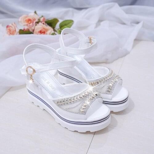 New wedge with female sandals fish mouth buckle with flat bottom platform waterproof platform thick bottom cake womens shoes 63