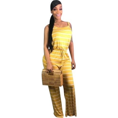 Womens Short Sleeve Striped Dress Wide Leg Pants Summer Loose Jumpsuit and Belt