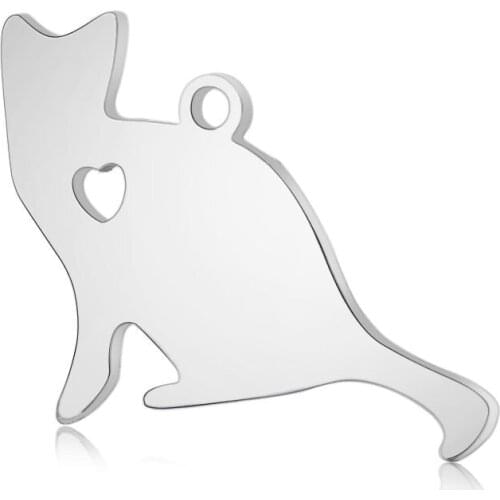 10pcs/lot 22*17mm Stainless Steel Cat Pendant Bracelet Charms DIY Crafting Jewelry Making Handicraft Accessories Wholesale