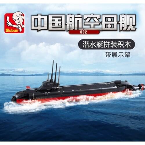 193PCS SLuban 0391 Military Nuclear Submarine Aircraft Carrier Submarine Assembly Building Block Toy Gifts