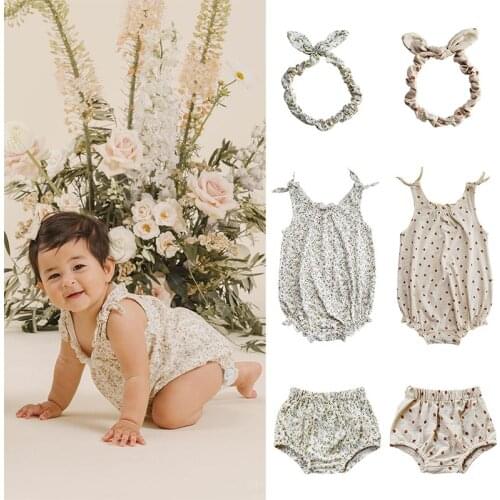 2021 Summer 0-3 Years Baby Boy Girl Print Floral Sleeveless Vest Cotton Ins Style Romper Infant Clothing For Newborn Bodysuit