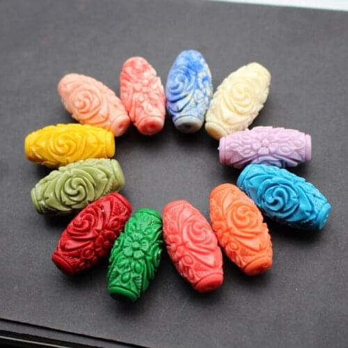 5pcs/lot Oval shape 16.6*31mm Artificial Coral Beads Cabochon flower beads Multi- color for Jewelry making DIY accessoires