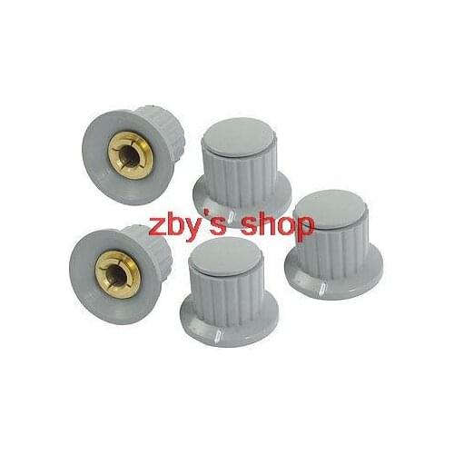 5pcs Volume Control 6mm Split Shaft Diameter Potentiometer Knobs Gray