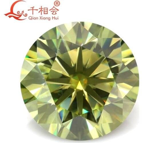 9mm olive green color Round shape Brilliant cut moissanites loose stone