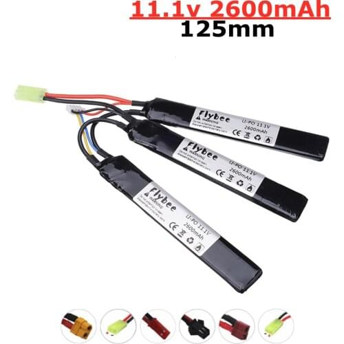 3S Water Gun Lipo Battery Split connection 11.1V 2200mAh to 2600mah 40C For Airsoft BB Air Pistol Electric Toys RC Parts
