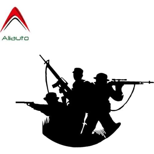 Aliauto Personality Gun Car Sticker Soldiers Silhouette Tactical Sniper Rifle Vinyl Decoration Reflective Decal,16cm*10cm