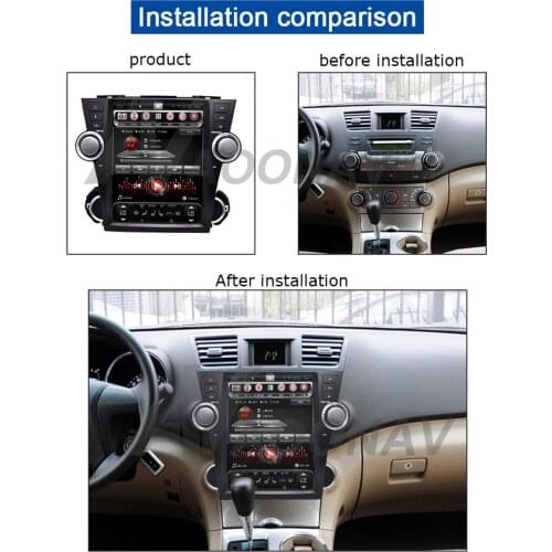 CAR RADIO multimedia player For-TOYOTA HIGHLANDER 2009-2014 car stereo autoradio DVD player Tesla vertical screen GPS navi