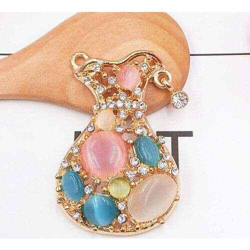 Big Sale Crystal Rhinestones Vase Keychain cats eye stone porte clef gift Pendant/Adornment/charms/Twinket/Jewelry findings