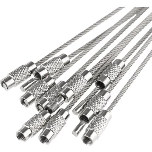 10PCS/Set Stainless Steel Wire Keychain Cable Key Ring for Outdoor Hiking Tool New Desk Sets School Stationery Office Supplies