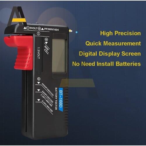 BT168D Digital Battery Capacity Tester LCD BT-168D Checker for 9V 1.5V AA AAA Cell C D button battery