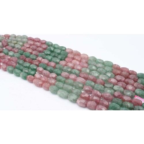 12x16mm AA Natural Faceted red green Strawberry Quartz Oval Beads For DIY necklace bracelet jewelry make 15 "free delivery