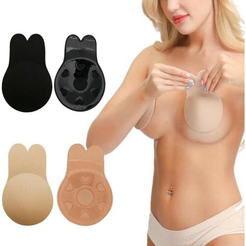 Women Push Up Bras For Self Adhesive Silicone Strapless Invisible Bra Reusable Sticky Breast Lift Up Tape Kawaii Rabbit Bra Pads
