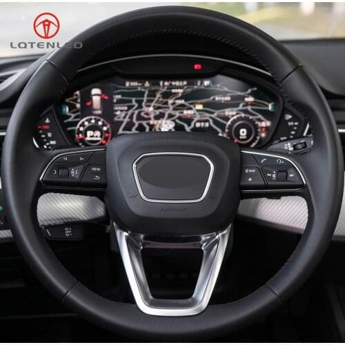 LQTENLEO Black Artificial Leather Steering Wheel Cover for Audi A4 Allroad 2017-2018 Q3 Q8 2019 Q5 SQ5 2018-2019 Q7 2016-2019