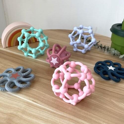 Baby Natural Silicone Hand Ball Fidget Toys Baby Intelligence Grasping Educational Wave Ball Teether Toy Baby Shower Gifts