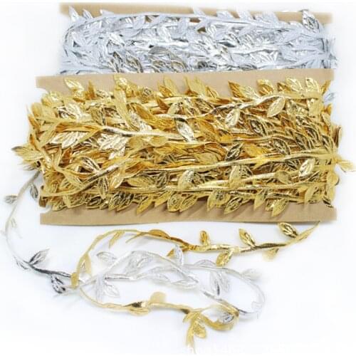H601 10 Meters gold and silver Artificial Flower Leaves Rattan Flower Vine DIY Wedding Party Decorative Accessories Garland
