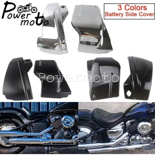 Chrome/Black ABS Plastic Motorcycle Side Battery Fairing Covers For Yamaha V-Star 650 DragStar 650 XVS650 XVS650A Custom Classic