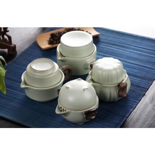 Chinese Ru Kiln Porcelain Kung Fu Tea Set Celadon Zisha Ceramics Teapot Porcelain yixing Clay Antique Teapot Collection