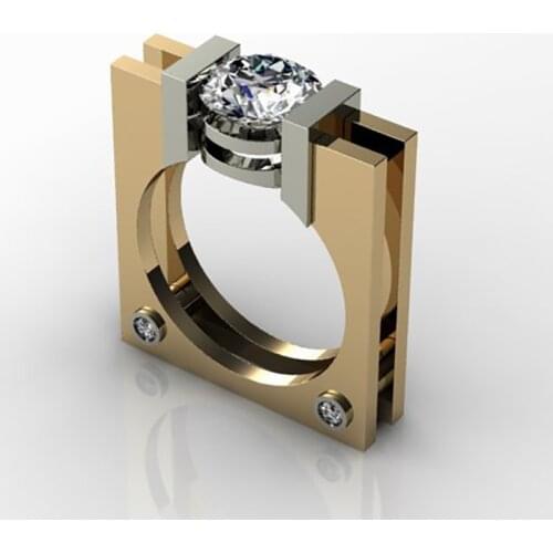 2020 Hot Punk White Zircon Square Rings For Women Men Trendy Vintage Double Color Stainless Steel Jewelry Female Male Party Gift