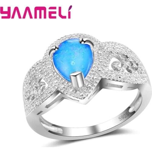 Hot Sell Fashion Jewelry Rings Pretty Good Gift For Ladies 925 Sterling Silver Accessories Rings With Sky Blue Opal