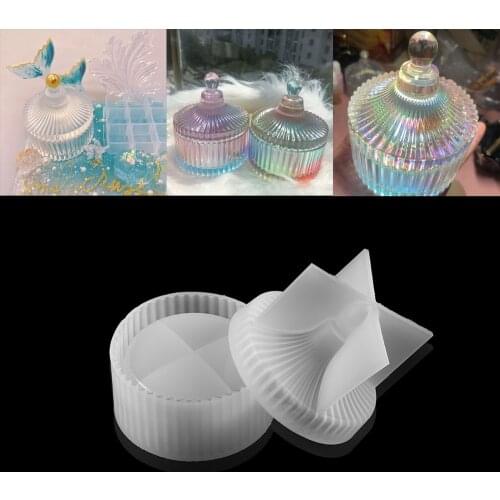 Round Stripe Storage Box Epoxy Resin Molds Clear Trinkets Box For DIY Resin Epoxy Casting Mold Silicone Jewelry Crafts Making