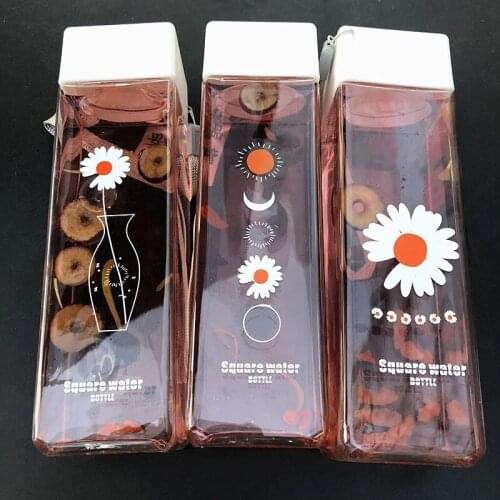 500ML Square Frosted Plastic Cup Handy Cup Resistant Portable Creative Student Sports Bottle Couple Large Capacity Plastic Cup