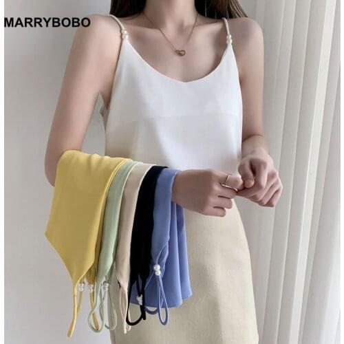 Summer V Neck Off Shoulder Halter Sexy Camisole 2021 Women Sleveless Chiffon Camis Vest Female Solid Bead Tank Tops