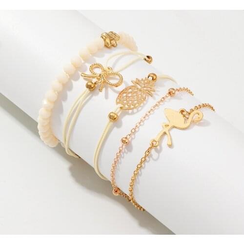 Trendy pineapple Flamingos Beads Bracelet Bracelet Womens Beads Alloy Summer Bracelet Bracelet Jewelry For Girls