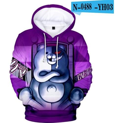 Cartoon Danganronpa 3D hoodies Long Sleeve Cute Game Sweatshirts Black White Bear Monokuma Oversized Hoodie Moletom Teen Clothes