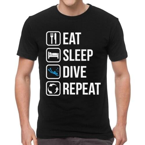 Eat Sleep Scuba Dive Repeat T-shirt Men Fashion T Shirt Short Sleeve 100% Cotton Diving Diving Tshirt Urban Tee Tops