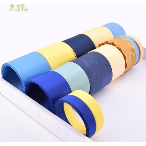 High quality Mix Design Blue & Yellow Ribbon Set For DIY Handmade Gift&Craft Packing,Hair Ornaments Accessories,Package 14 Yard
