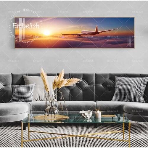 1 Pieces Airplane Fly Above Clouds Landscape Wall Art Pictures For Living Room Modern Home Decor Posters HD Canvas Paintings