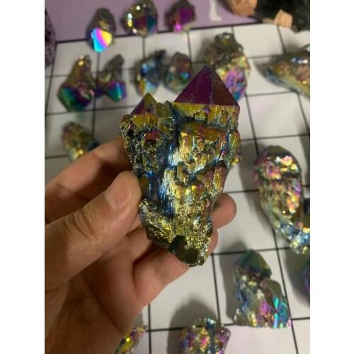 Natural Plating Colorful Crystal Cluster Feng Shui Ornaments Desktop Decoration